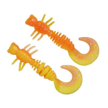 Larva Berkley Powerbait Power Curly, Fluoreszkáló Narancs/Napsárga, 4cm, 12db/csomag