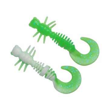 Larva Berkley Powerbait Power Curly, Spring Green/White, 5cm, 10db/csomag