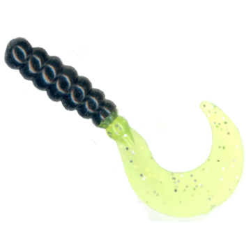 Grub Slider Crazy Tail 2", Black/Chartreuse , 5cm, 15buc/plic