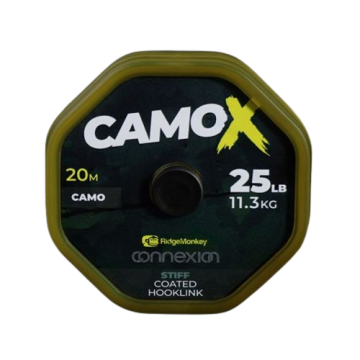 Ridge Monkey CamoX Stiff Coated Hooklink fonott zsinór, 20m