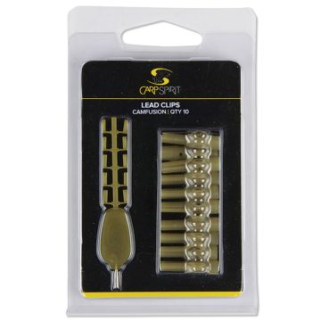 Clips Carp Spirit Lead, Clips Pentru Plumb Pierdut, Weed Green, 10buc/plic