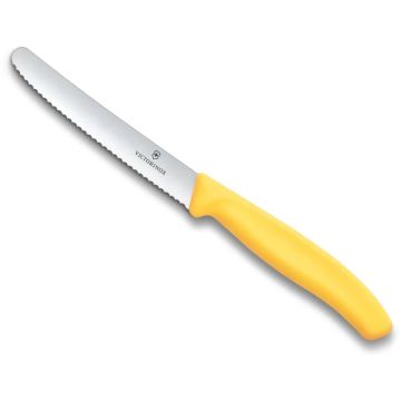 Konyhakés Victorinox Swiss Classic Tomato and Table Knife, fogazott penge, 10cm, Galben
