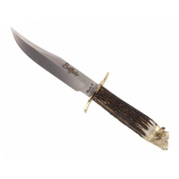 Cutit de Vanatoare Muela BUFFALO-16BF, MoVa Steel, Stag Deer Horn + Teaca Piele + Cutie Lemn