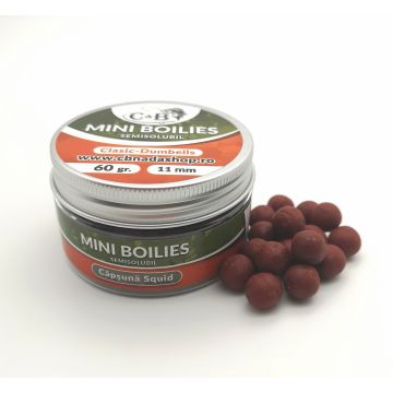Mini Boilies Semisolubil C&B, Capsuna Squid, 11mm, 60g