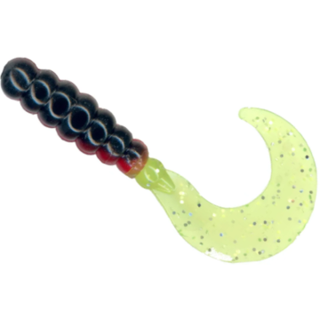 Grub Slider Crazy Tail 2", Red Black Chartreuse, 5cm, 15buc/plic