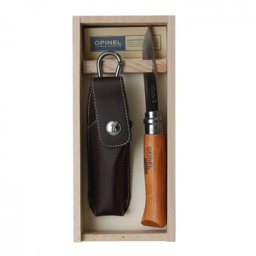 Set Briceag + Teaca Opinel Nr 08 Carbon