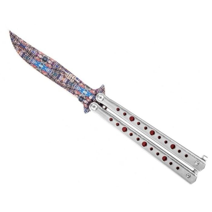 Butterfly Joker Abanico Damascus zsebkés, rozsdamentes acél markolat, 10cm pengével