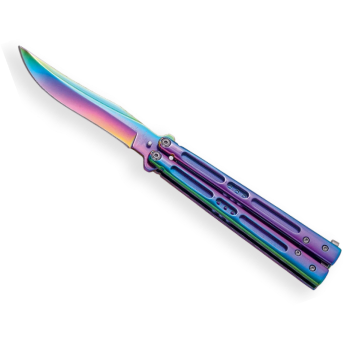 Butterfly Joker Abanico Rainbow 3 zsebkés, alumínium nyél, 10,5 cm pengével