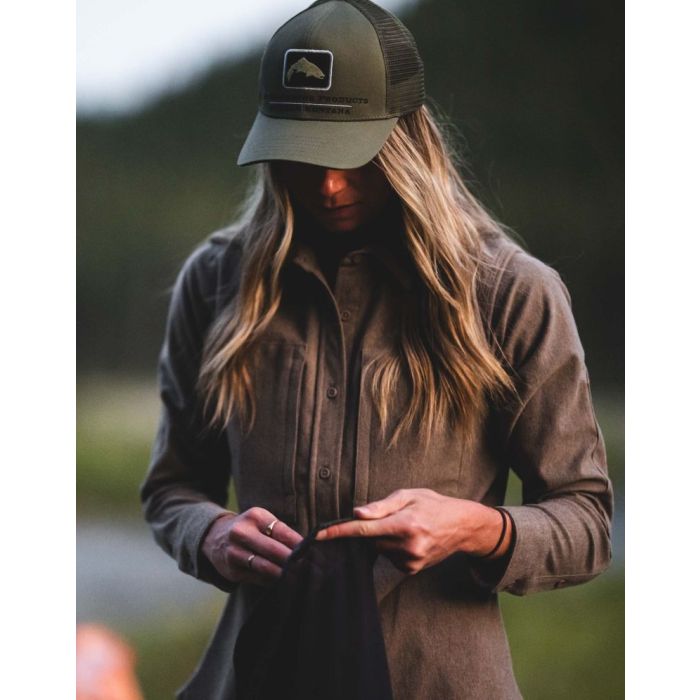 Női Simms Tailout Knit LS Shirt, Silt Heather 3