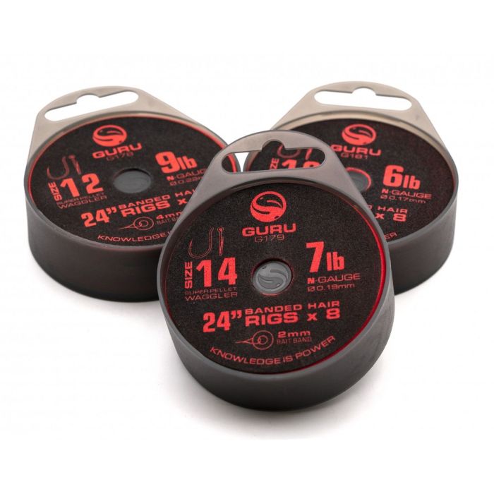 Carlige Legate Guru Super Pellet Waggler Bait Band Rigs, 61cm
