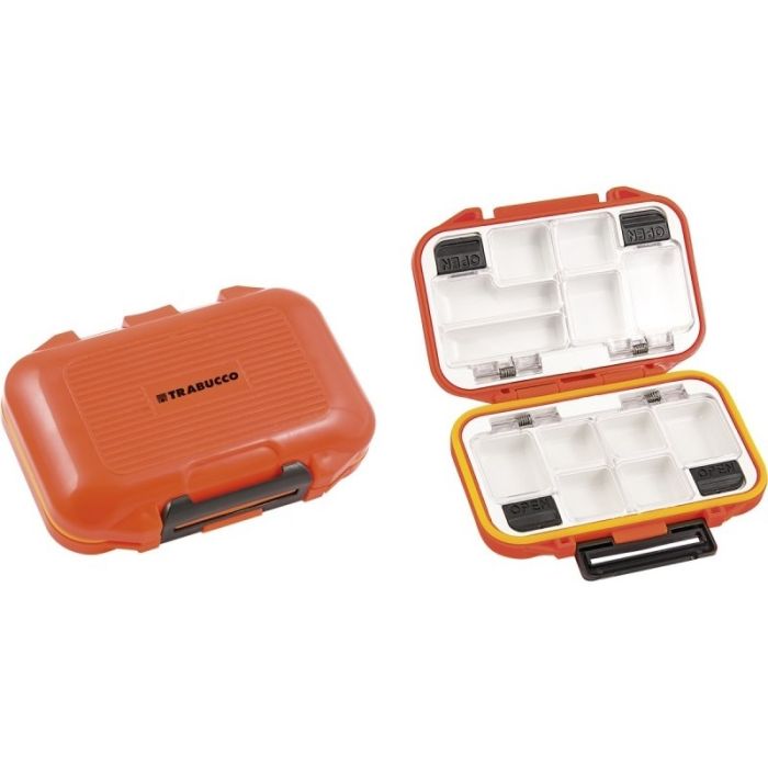 Trabucco Tough Box Orange kemény kiegészítődoboz, 12 rekesz, 11.5x8x3.5cm