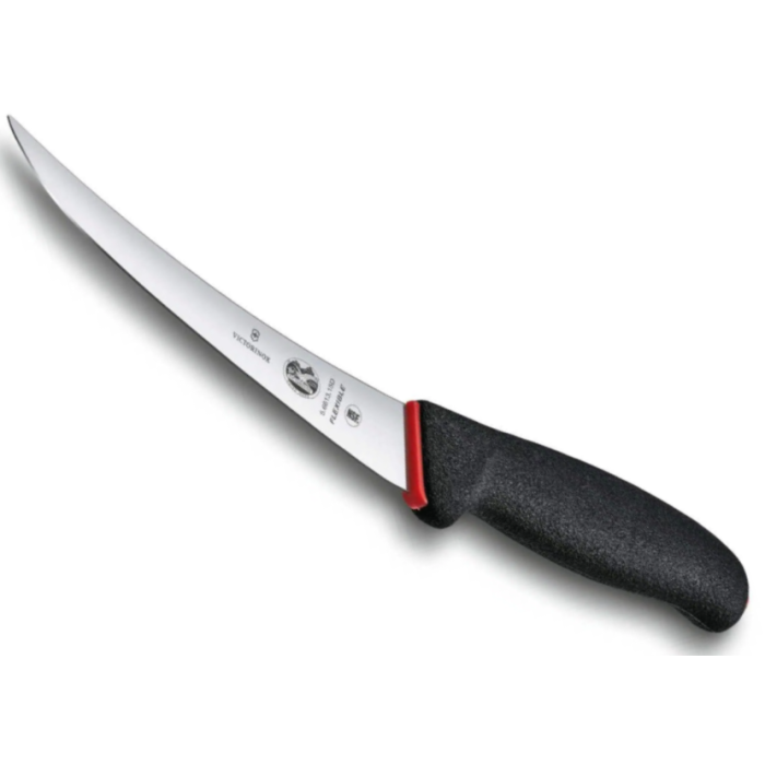 Cutit de Dezosat Victorinox Fibrox Dual Grip Boning Knife Curved and Flexible, Lama 15cm, Negru/Rosu