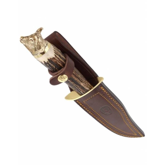 Cutit de Vanatoare Muela BUFFALO-16BF, MoVa Steel, Stag Deer Horn + Teaca Piele + Cutie Lemn 6
