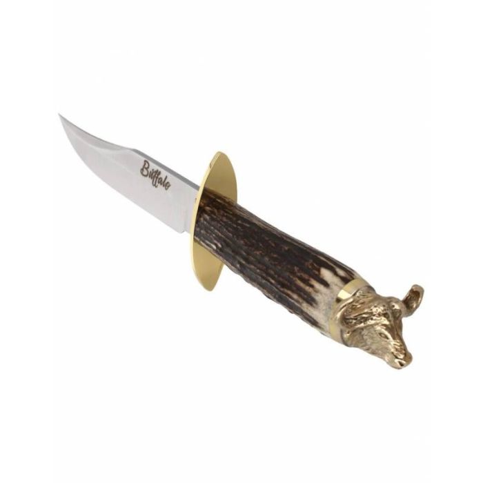 Cutit de Vanatoare Muela BUFFALO-16BF, MoVa Steel, Stag Deer Horn + Teaca Piele + Cutie Lemn 5