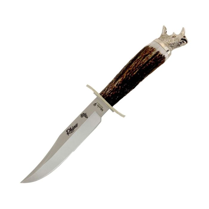 Cutit de Vanatoare Muela RHINO-16BF, MoVa Steel, Stag Deer Horn + Teaca Piele + Cutie Lemn 3