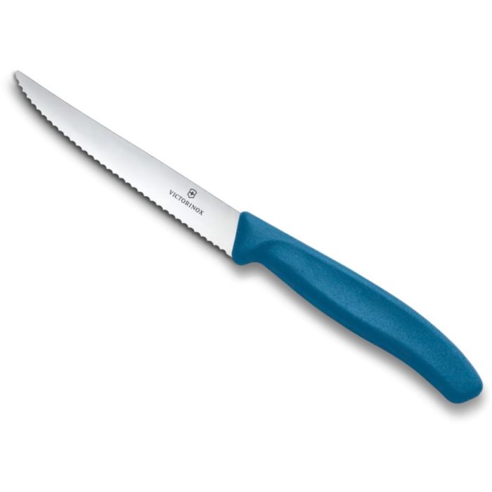 Steak- és pizzavágó kés Victorinox Swiss Classic, 11cm, fogazott pengével, Albastru