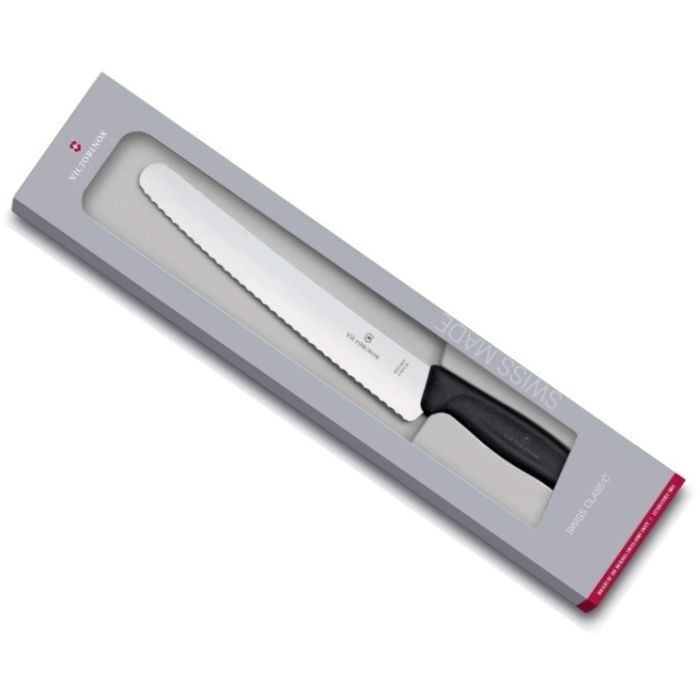 Cutit pentru Paine si Patiserie Victorinox Bread and Pastry Knife, Lama Zimtata 22cm, Negru