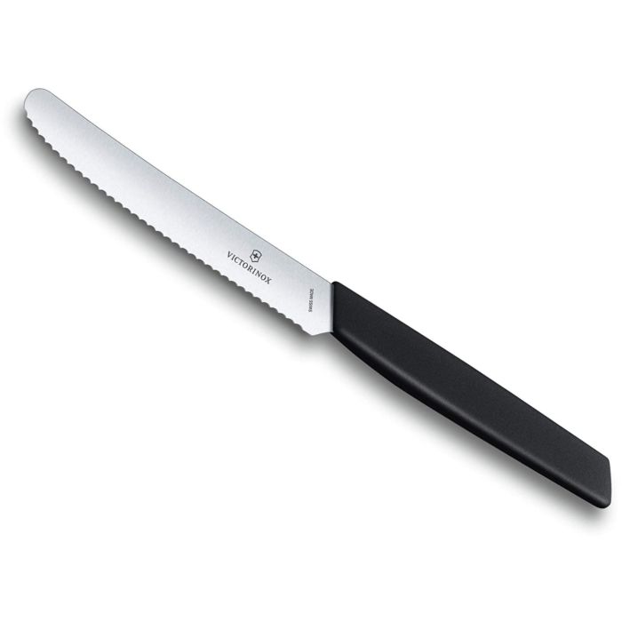 Cutit Pentru Taiat Rosii Victorinox Swiss Modern Tomato Knife, Lama Zimtata 11cm, Negru