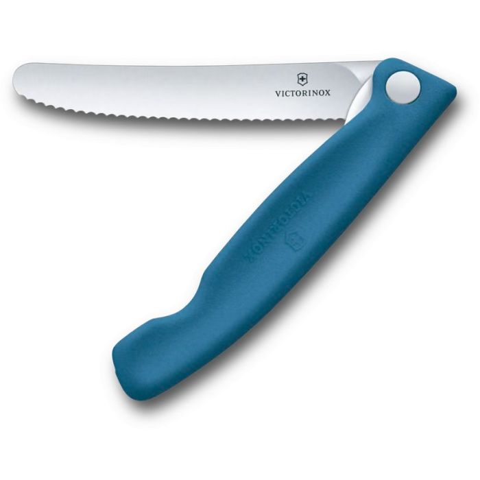 Victorinox Swiss Classic Picnic összecsukható kés, 11 cm-es fogazott pengével, kék