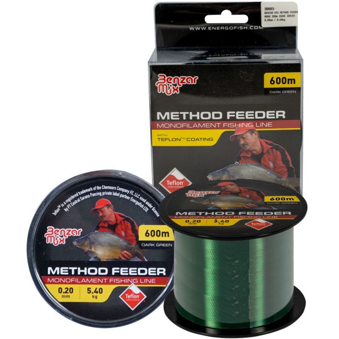 Fir Monofilament Benzar Method Feeder Mono Dark Green, Verde Inchis, 600m