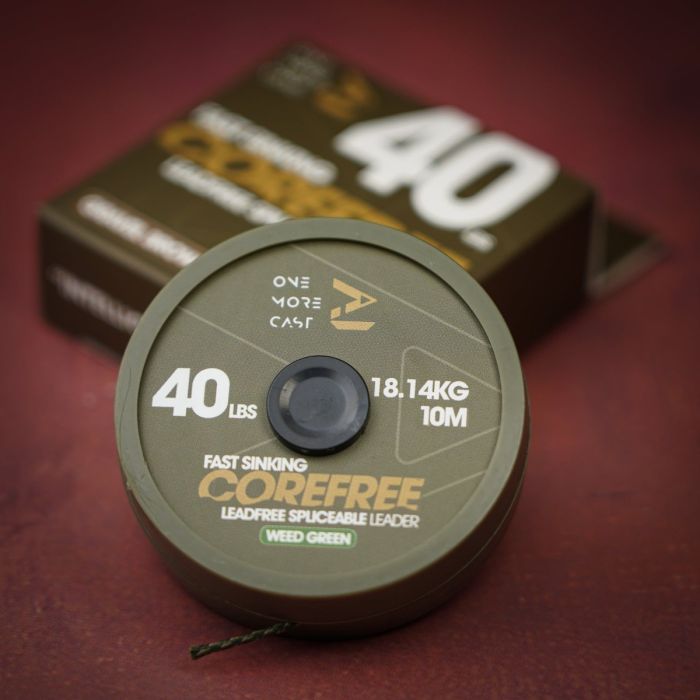 Fir Textil OMC Tackle Corefree Fast Sinking Lead Free Spliceable Leader, Weed Green, 40lbs, 10m