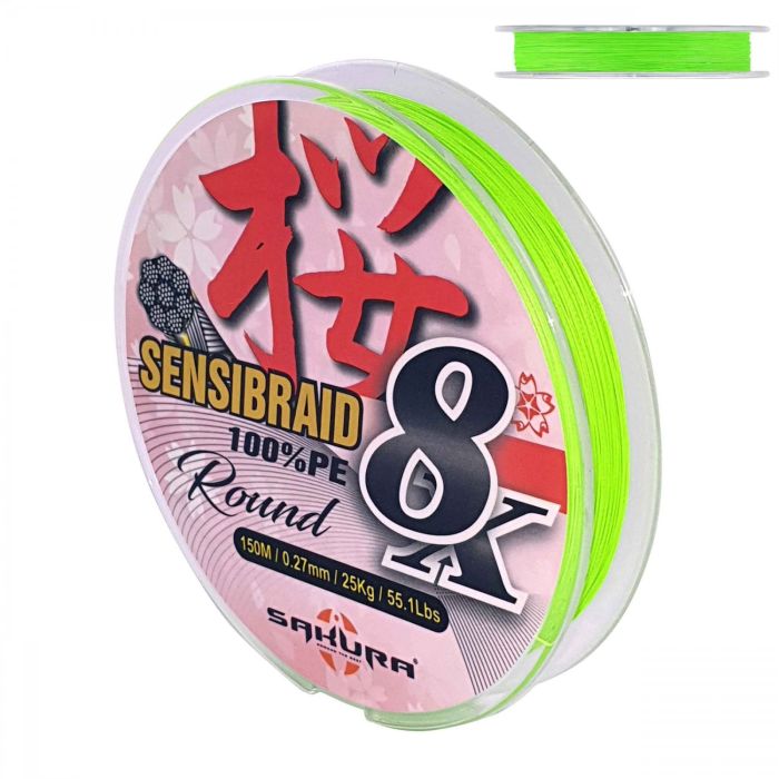Fir Textil Sakura Sensibraid 8X, Chartreuse, 150m