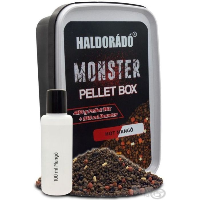 Pelete Haldorado Monster Pellet Box, 400g + 100ml Hot Mango 4
