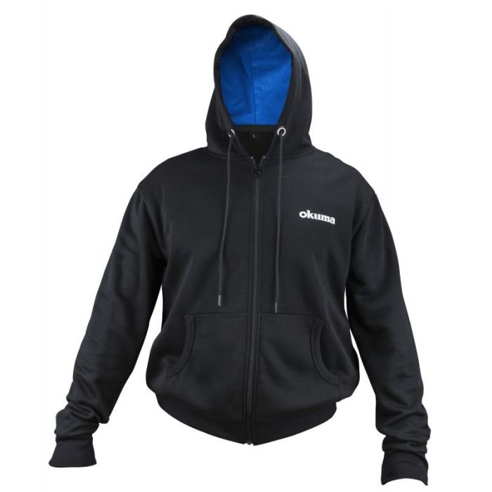 Kapucnis pulóver Okuma Motif Full-Zip Hoodie, Negru/Albastru