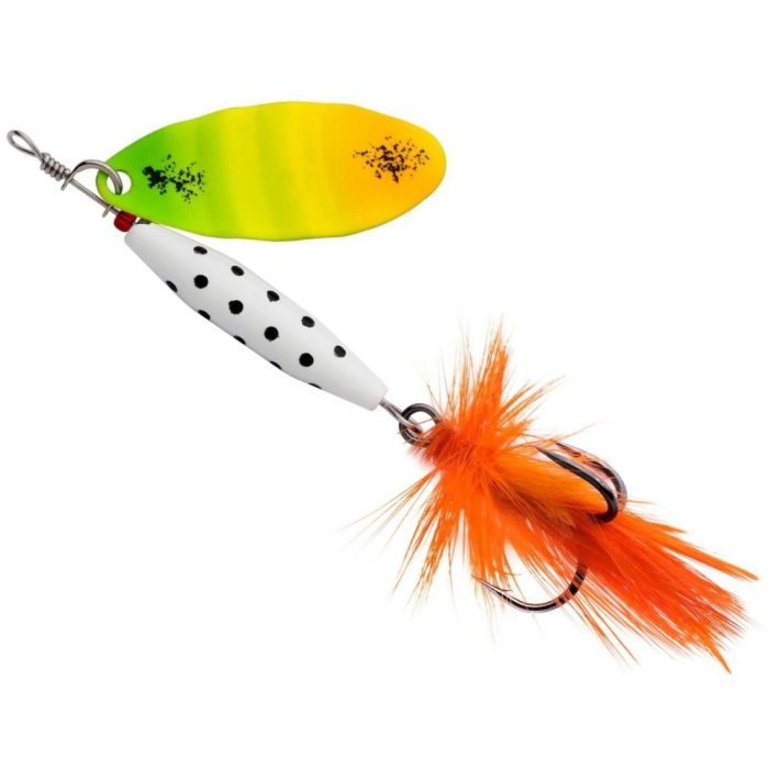 Lingurita Rotativa Abu Garcia Reflex White LF, Firetiger, 18g