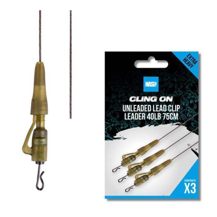 Nash Cling-On ólommentes ólomkapcsos előke, 40lb, 75cm