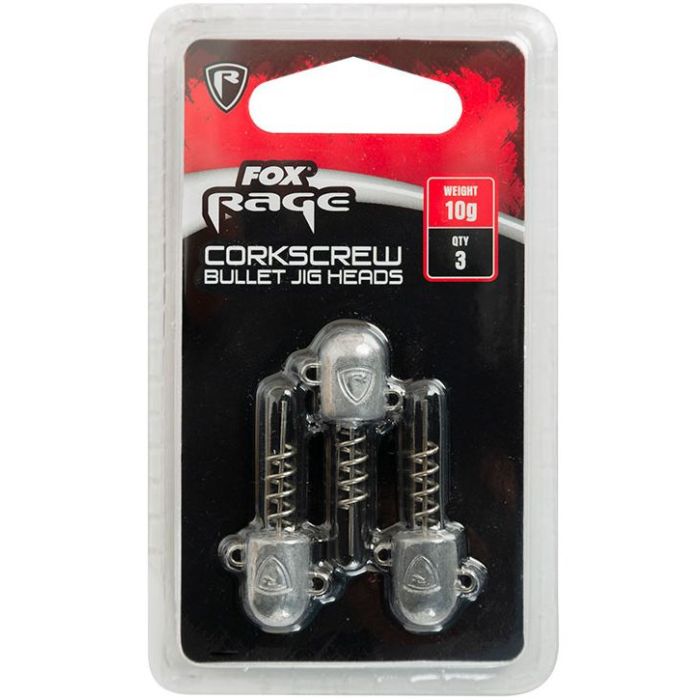 Cap de Jig Fox Rage CorkScrew Bullet Jig Heads, 3buc/plic 2