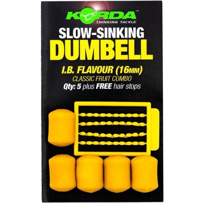 Pelete Flotante Korda Slow-Sinking Dumbell + Free Hair Stops, 16mm, 5buc/plic