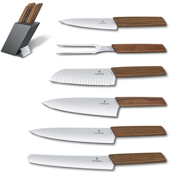 Set 6 Cutite Victorinox Swiss Modern Cutlery Block + Suport Metal, 6.7186.6 6