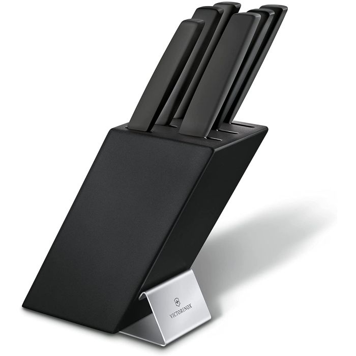 Set 6 Cutite Victorinox Swiss Modern Cutlery Block + Suport Metal, 6.7186.63, Negru