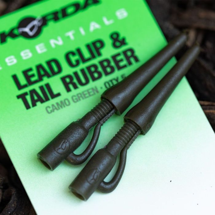 Set Clipsuri Plumb si Conuri Antitangle Korda Essentials Lead Clips & Tail Rubbers, Camo Green 2