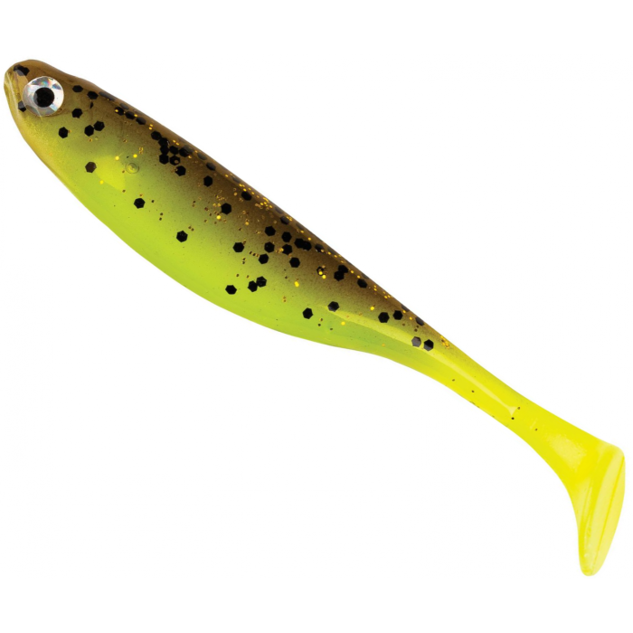 Shad Berkley PowerBait Sneakshad, Brown/Chartreuse, 7.5cm, 4buc/plic