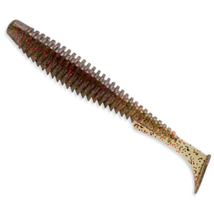 Shad FishUp U-Shad 4", Szín 045 Green Pumpkin/Red & Black, 10cm, 8db/csomag
