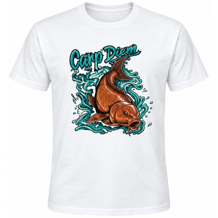 Tricou Okuma Carp White, Alb