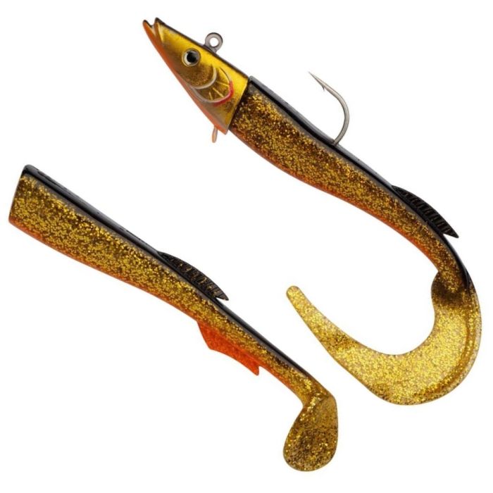 Twister Shad Berkley Power Sandeel, Gold Motoroil, 15cm, 40g
